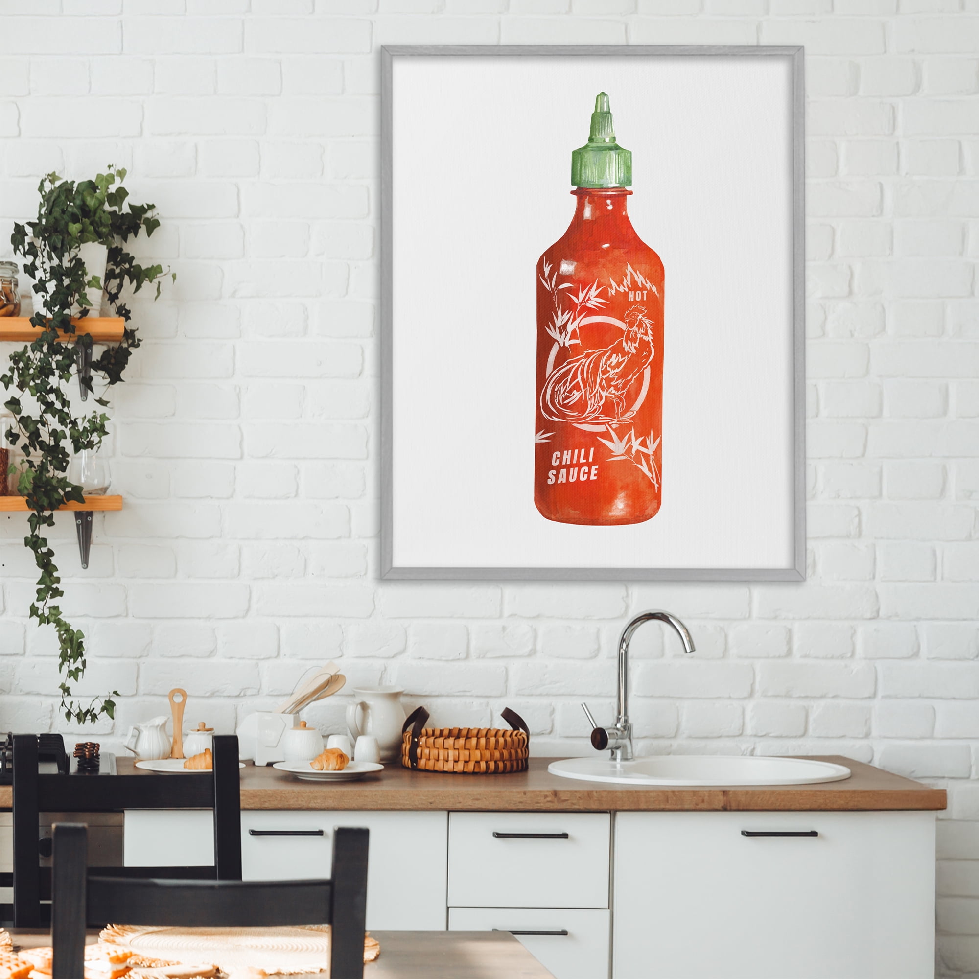 Stupell Industries Iconic Hot Sauce Bottle Gray Framed Giclee Art, design by Rylen McNett