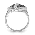 thumbnail image 2 of Sterling Silver Polished Black & Clear CZ Heart Ring, 2 of 5