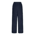 thumbnail image 6 of Womens Fluffy Pajama Pants Fuzzy Fleece Flannel Cozy Drawstring Lounge Pant Winter Warm Pj Bottoms Navy L, 6 of 7