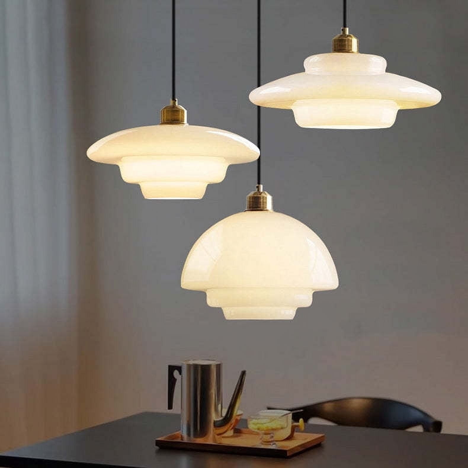 Arturesthome Mid Century Plug-in Milk White Glass Pendant Light