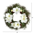 thumbnail image 3 of Nearly Natural 20" CedarAmaryllis & Ruscus w/Berries Artificial Wreath in Green, 3 of 3