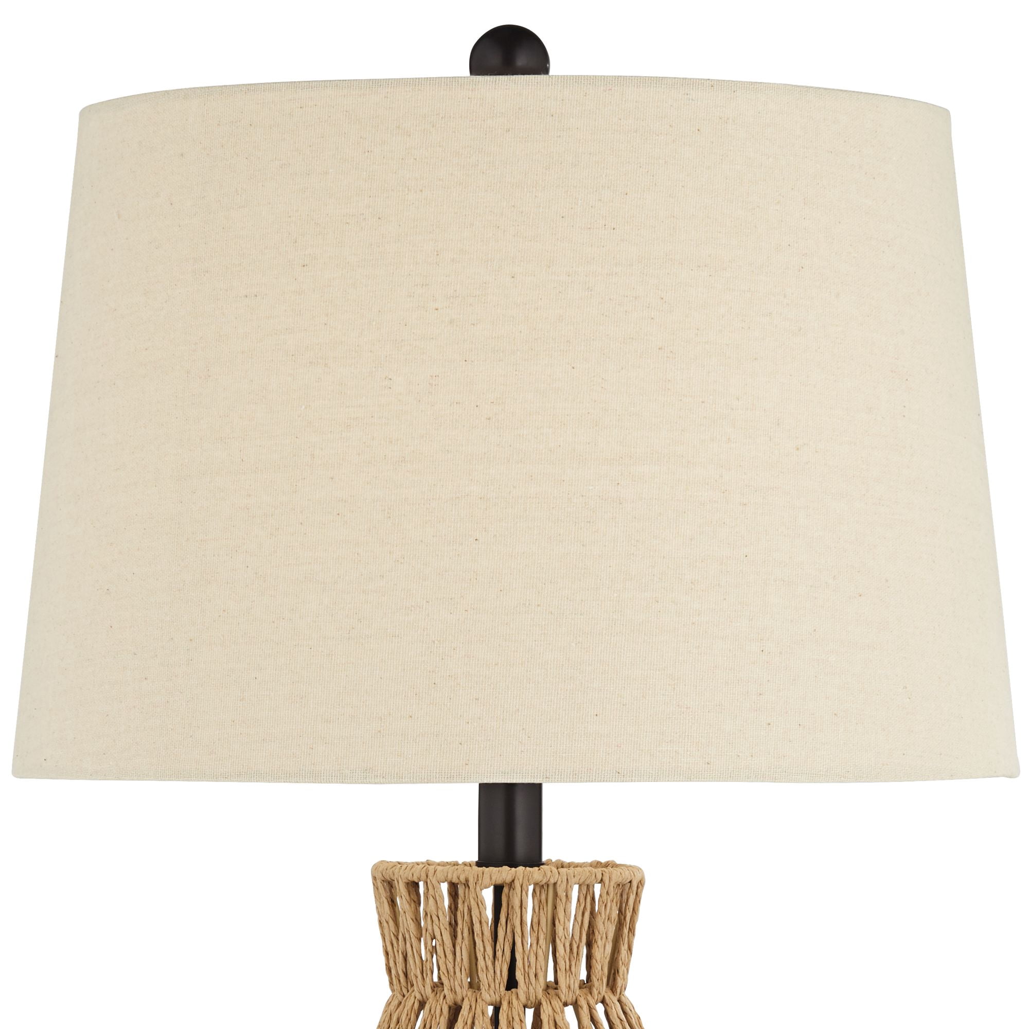 360 Lighting San Carlos Coastal Modern Table Lamps 29" Tall Set of 2 Natural Rattan Wicker Oatmeal Fabric Drum Shade for Bedroom Living Room Bedside