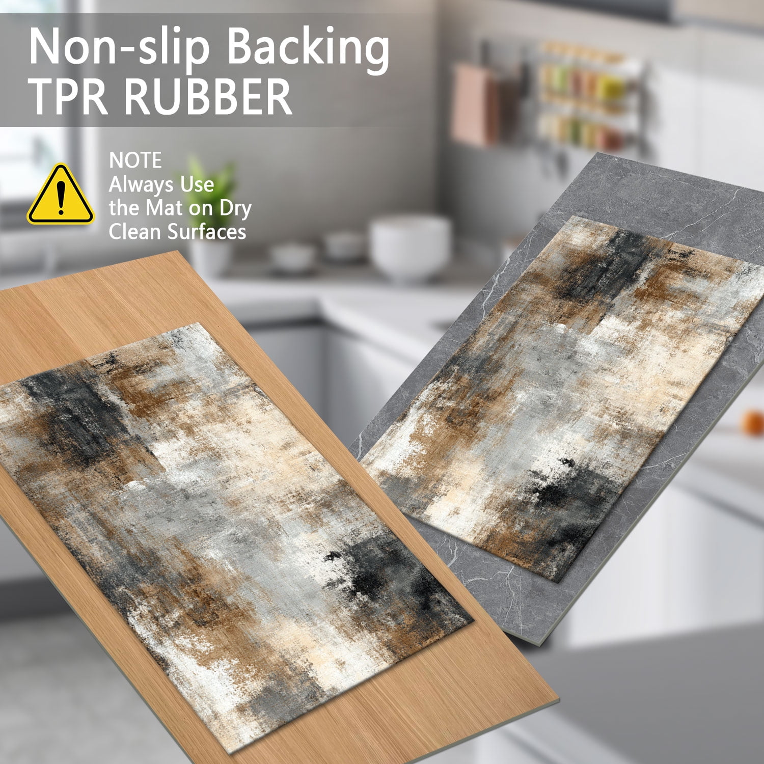 3-Piece Farmhouse Striped Kitchen Rug Set Anti-Slip Backing, Machine Washable Distressed Floor Mats for Kitchen Hallway Bathroom Laundry Room Christmas Decor