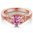 thumbnail image 2 of Gem Stone King 18K Rose Gold Plated Silver Ring Pink Oval Moissanite (0.90 Cttw) (Size 7), 2 of 4
