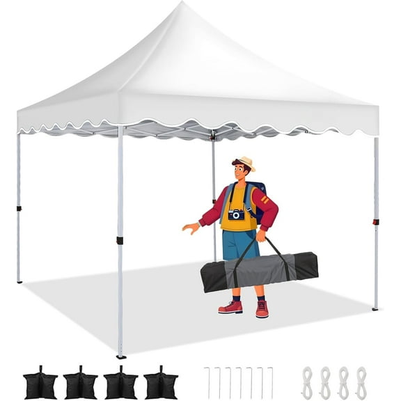 SANOPY 10 x 10 Pop up Canopy Tent, Outdoor Instant Canopy - White