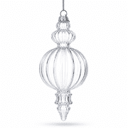 Triple Finial Clear Glass Christmas Ornament 6.7 Inches (170 mm)