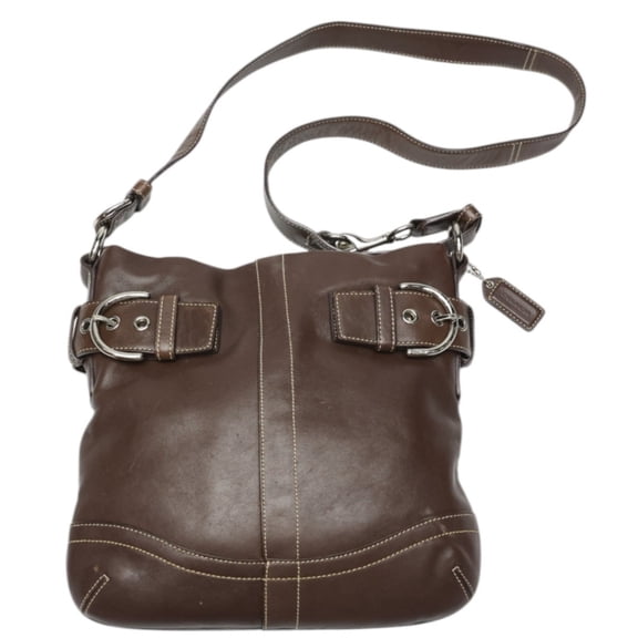 Pre-Owned Coach Leather Soft Duffle Shoulder Bag, Crossbody, 1452, Dark Brown (Fair)