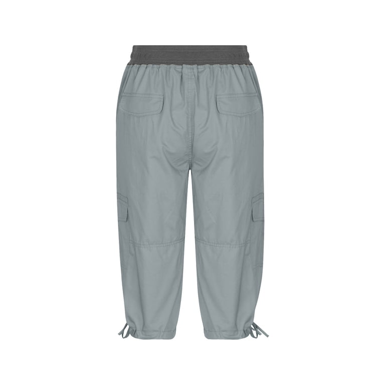 Lovzfmll Women's Cargo Pants, High Waisted Cropped Drawstring
