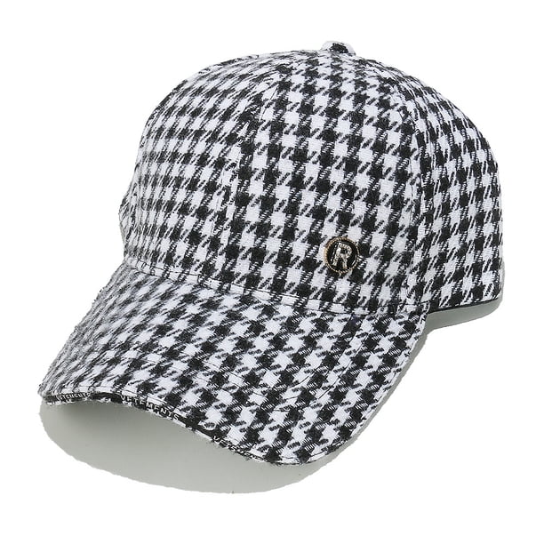 Gorra de béisbol Trucker con estampado de pata de gallo, poliéster similar a la lana