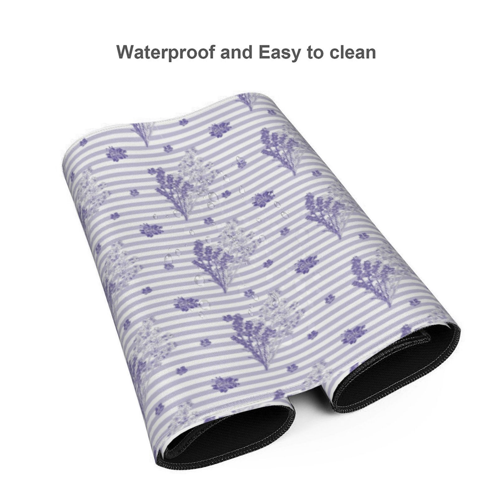Xecao Stripes and Sprigs of Lavender Print Large Mouse Pad, 16x35.5in Mousepad, Professional Non-Slip Rubber Base Big Mouse Pad, Mouse Pad for Gaming & Office Full Desk Mouse Pad