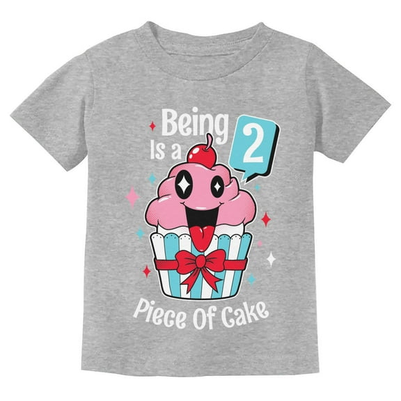 Gift for 2 Year Old Girl 2nd Birthday Funny Cupcake Toddler Kids T-Shirt 3T Gray