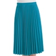 thumbnail image 2 of Collections Etc Women's Classic Pleated Mid-Length Jersey Knit Midi Skirt with Comfortable Elastic Waistband, Turquoise, X-Large - Made in The USA, 2 of 3