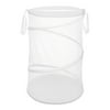 Whitmor Collapsible Mesh Laundry Hamper with Handles, White, for Adult or Teen Use