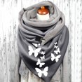 thumbnail image 2 of Women Flowers Butterfly Print Cotton Winter Warm Button Up Scarf, 2 of 3