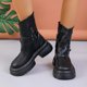thumbnail image 3 of NECHOLOGY Botas Mujer Adulto Femenino Zapatos Botines mujer Botas de fondo grueso con cremallera decorativa y hebilla de cinturón de cuero sólido a la moda para mujer (Black, 8), 3 of 5