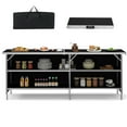 thumbnail image 1 of Gymax Portable Bar Table Folding Camping Table w/ Aluminum Alloy Frame 2-Tier Shelves, 1 of 10