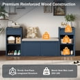 thumbnail image 4 of Aukfa 3pcs Storage Shoe Bench Set with Cushioned Seat, Entryway Organizer with Open Shelves & Cubbies,Antique Navy, 4 of 7