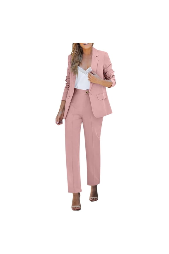 Women's Two Piece Sets Pants Suits Dressy Business Casual Outfits Professional Blazer Pantsuits Set Work Office