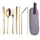 thumbnail image 1 of Juego de pajitas de acero inoxidable para exteriores, cuchillo, tenedor, cuchara, palillos, vajilla portátil, bolsa para comida occidental, 1 of 6
