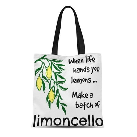 ASHLEIGH Canvas Tote Bag Lemon Make Batch of Limoncello Italy Liqueur Recipe Sorrento Reusable Handbag Shoulder Grocery Shopping