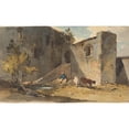 thumbnail image 2 of George Chinnery 24x16 Gold Ornate Framed and Double Matted Museum Art Print Titled - Figure with Cattle Standing in the Shadow of a Building, 2 of 4