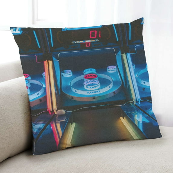 Ahgly Company Games Arcade Indoor Throw Pillow, 18 inch by 18 inch