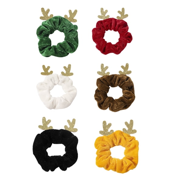 LABSERRON 6pcs Little Girls Hair Ties Antler Styled Hair Accessories Velvet Assorted Color Hair Accessory Women