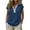 Blue, variant on Women's V-Neck Tee Shirt New Women's Linen V Neck T-Shirt, Lace Patchwork Pullover Cop Sleeve Tops, Summer Lightweight Loose Fits Casual Tops