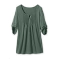 thumbnail image 2 of Woman Within Plus Size 7-Day Three-Quarter Sleeve Pintucked Henley Tunic, 2 of 6