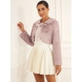 thumbnail image 2 of Chaqueta recortada Allegra K esponjosa cuello de Peter Pan piel sintética elegante mujer Rosa Empolvado XL, 2 of 5