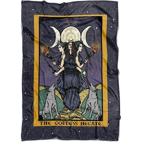 The Ghoulish Garb The Goddess Hecate In The Moon Tarot Card Blanket 60" x 50"