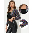 thumbnail image 2 of INSPIRE CHIC Women's Sequin Jacket Long Sleeve Open Front Cropped Cardigan Bolero Shrug Multi Color XS, 2 of 6