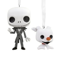 Hallmark Disney Tim Burton's The Nightmare Before Christmas Ornaments (Jack Skellington and Zero Funko POP!, Set of 2) - Limited Availability
