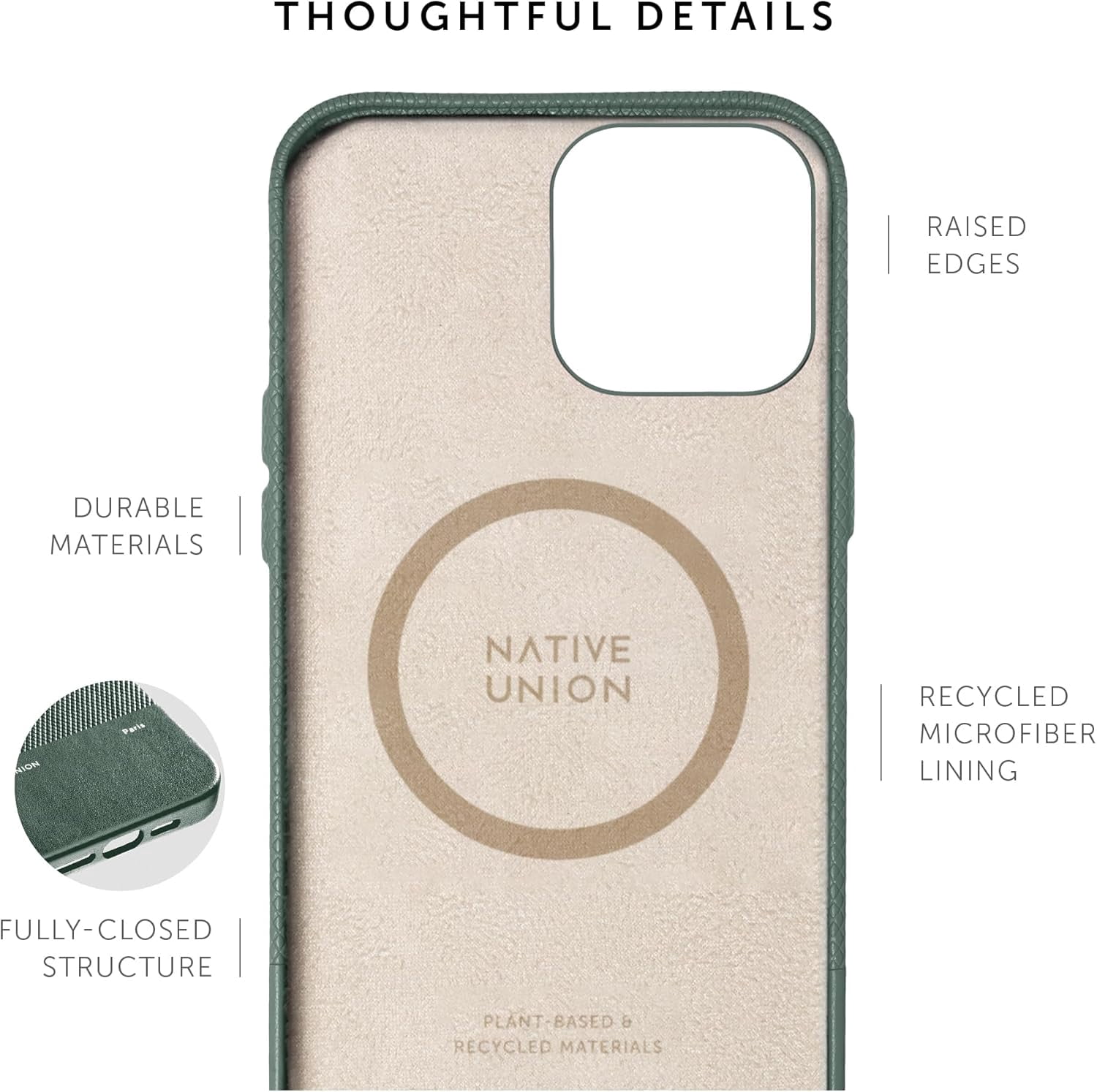 Native Union (Re)Classic Case –6ft Drop Protection – Compatible with iPhone 15 Pro Max(Slate Green)