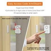 HomeZone Wi-Fi Smart Keypad Controlled Window or Door Alarm with Magnetic Switch, Compatible with Alexa and Google Assistant, White, 4 oz