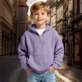 thumbnail image 2 of EnJoCho Boys Quarter Zip Hoodies 𝖶affle Knit Kids Long Sleeve Hooded Sweatshirts Teens Pullover Tops Clothes 4-14 Years Casual Fleec𝖾 Outerwear Knitwear Clothing, 2 of 9