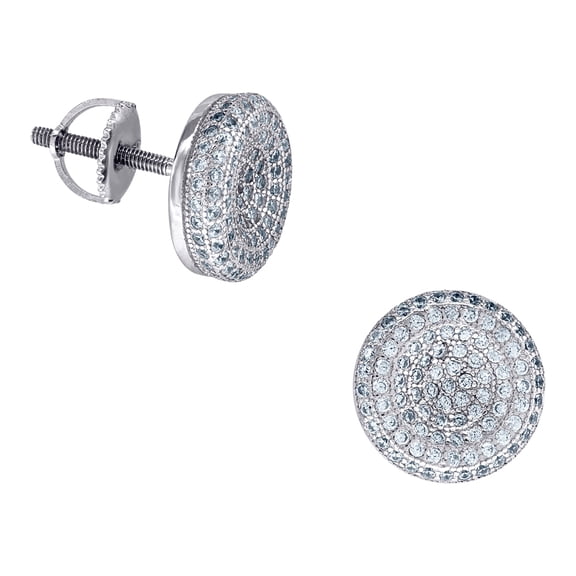 925 Sterling Silver Unisex Cubic Zirconia Round Stud Earrings 11.1mm Wide Stud Earring for Women