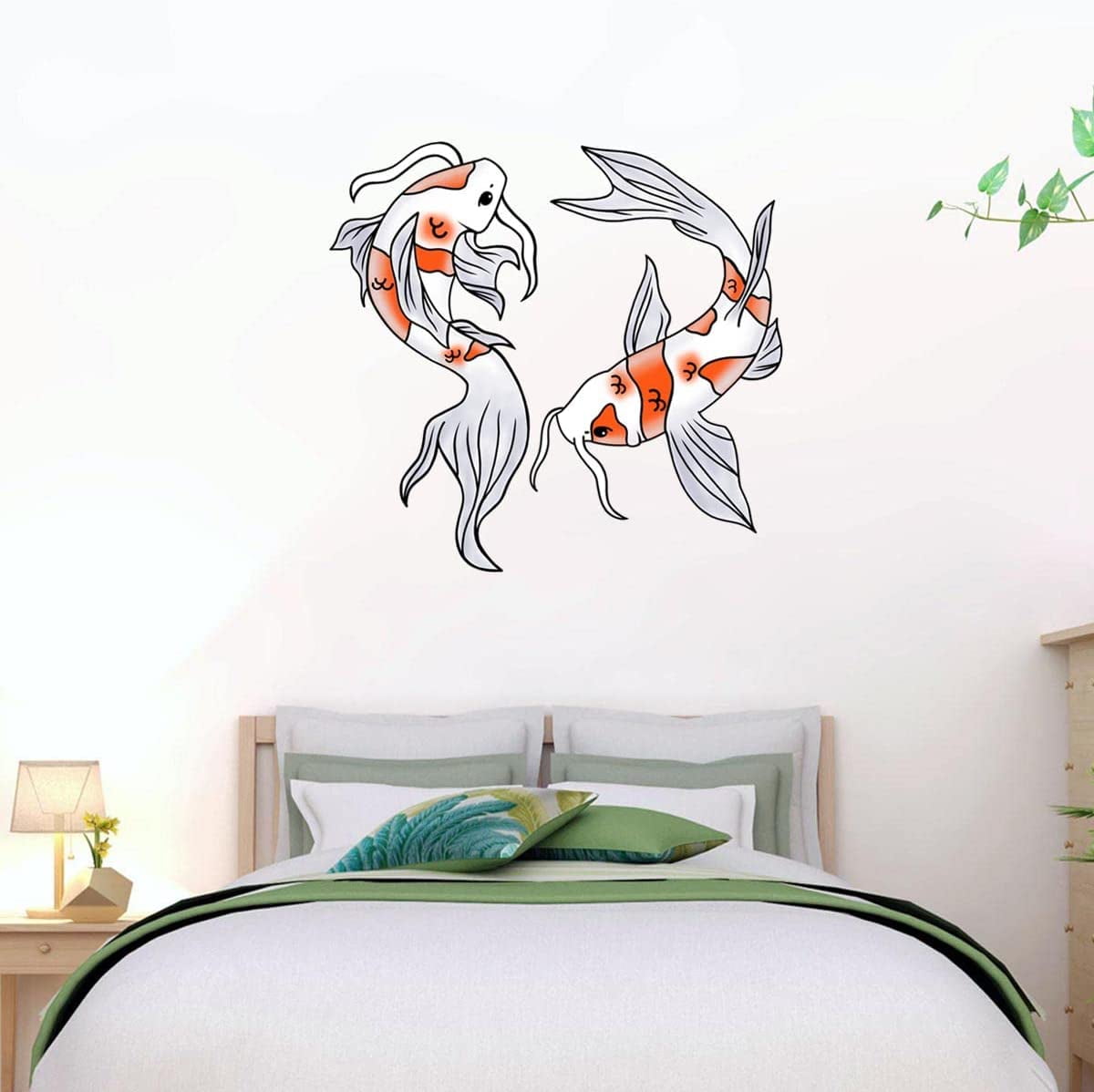 Koi Fish Wall Decal Dual Fish Wall Sticker Home Decor VWAQPAS47