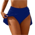 thumbnail image 3 of Feancey Swim Skirts with Briefs for Women Stretchy High Waist Mini Skirt Solid Color Casual Beach Short Skirt Pants Lightweight Comfort Athletic Skorts Blue L, 3 of 8