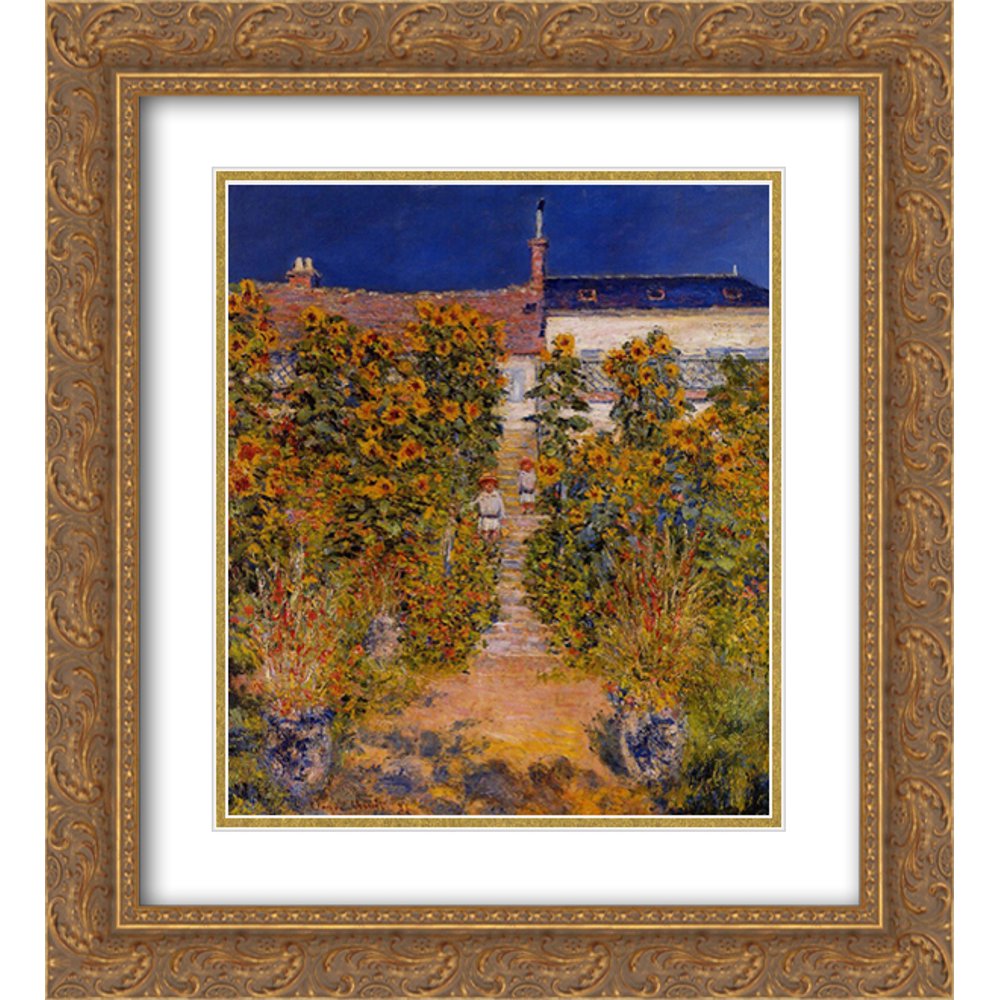 Claude 2x Matted 20x24 Gold Ornate Framed Art Print 'The Artist's Garden at Vetheuil