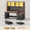 thumbnail image 2 of Modern Computer Desk with 2 Wood Drawers and Hutch, 23.6"W Executive Desk with Display Cabinet and LED Lights for Home Office, 2 of 7