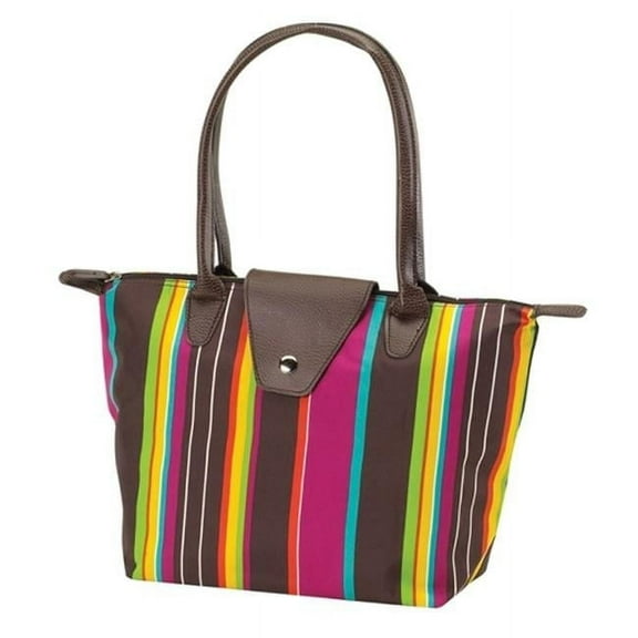 Joann Marrie Designs NF1CHS Small Fold-Up Bag - Chocolate Stripe- Pack of 2