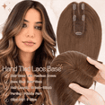 thumbnail image 2 of Benehair Handtied Lace Base Clip In Hairpiece 100% Remy Real Human Hair Topper Hair Piece Wigs For Woman Thin Hair Loss 2"*6" Middle Part Top Piece 15cmx5cm Brown 10inch, 2 of 10