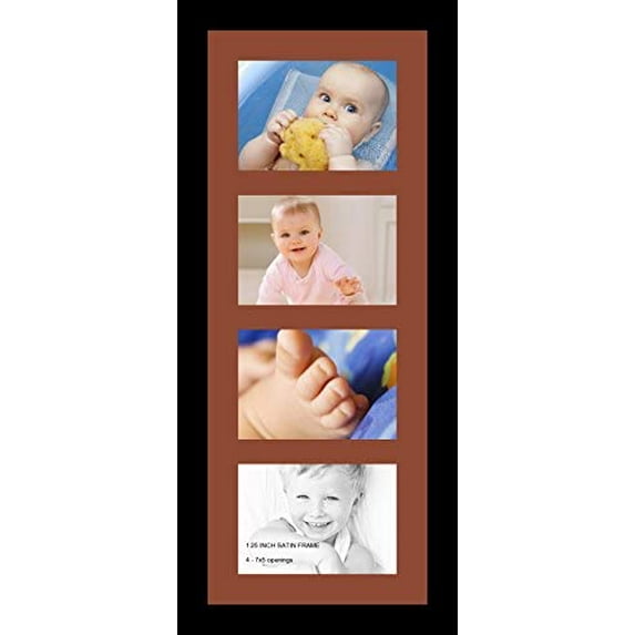 collage photo frame single mat with 4-5x7 openings and black frame.