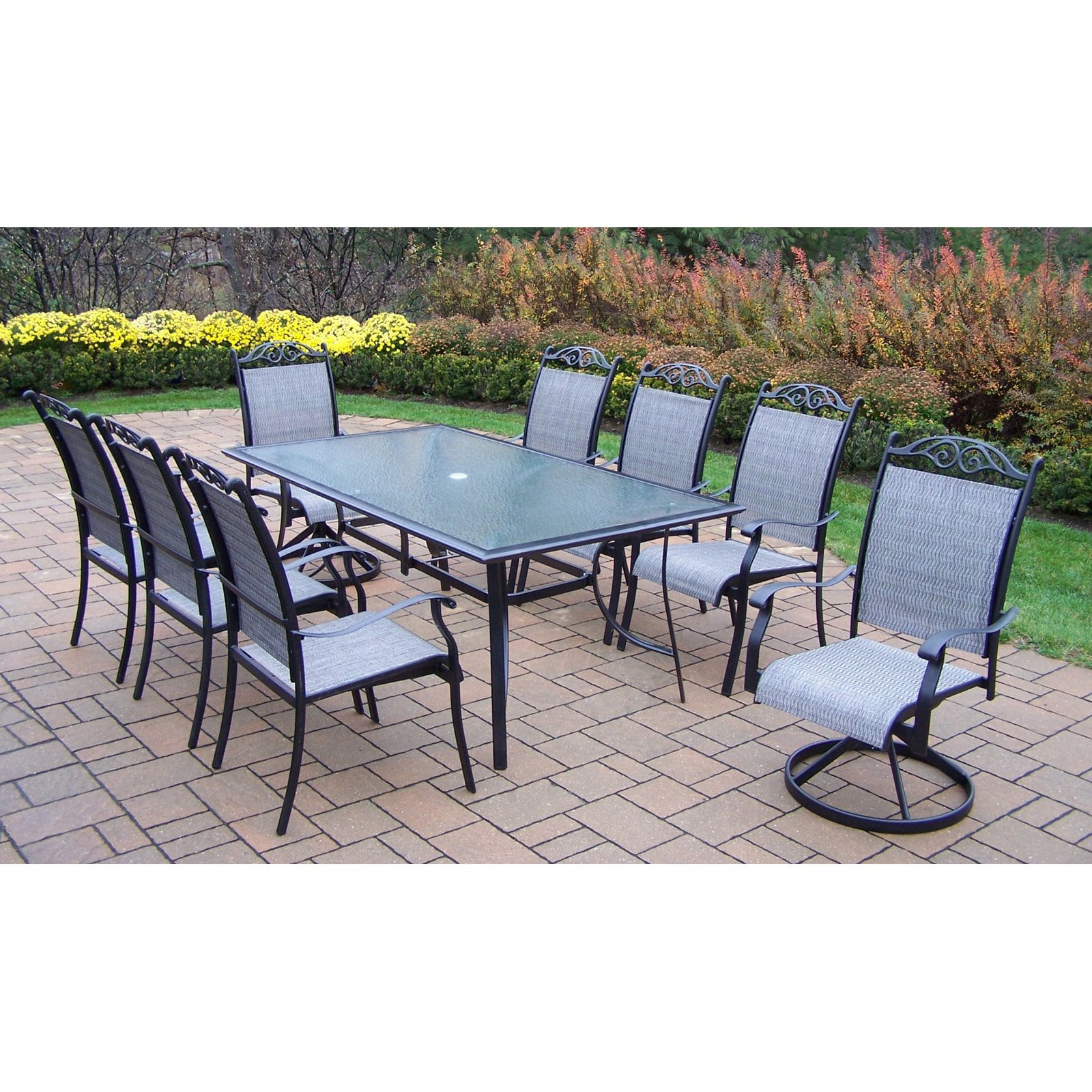 Oakland Living Cascade 9 Piece Sling Patio Dining Set Com
