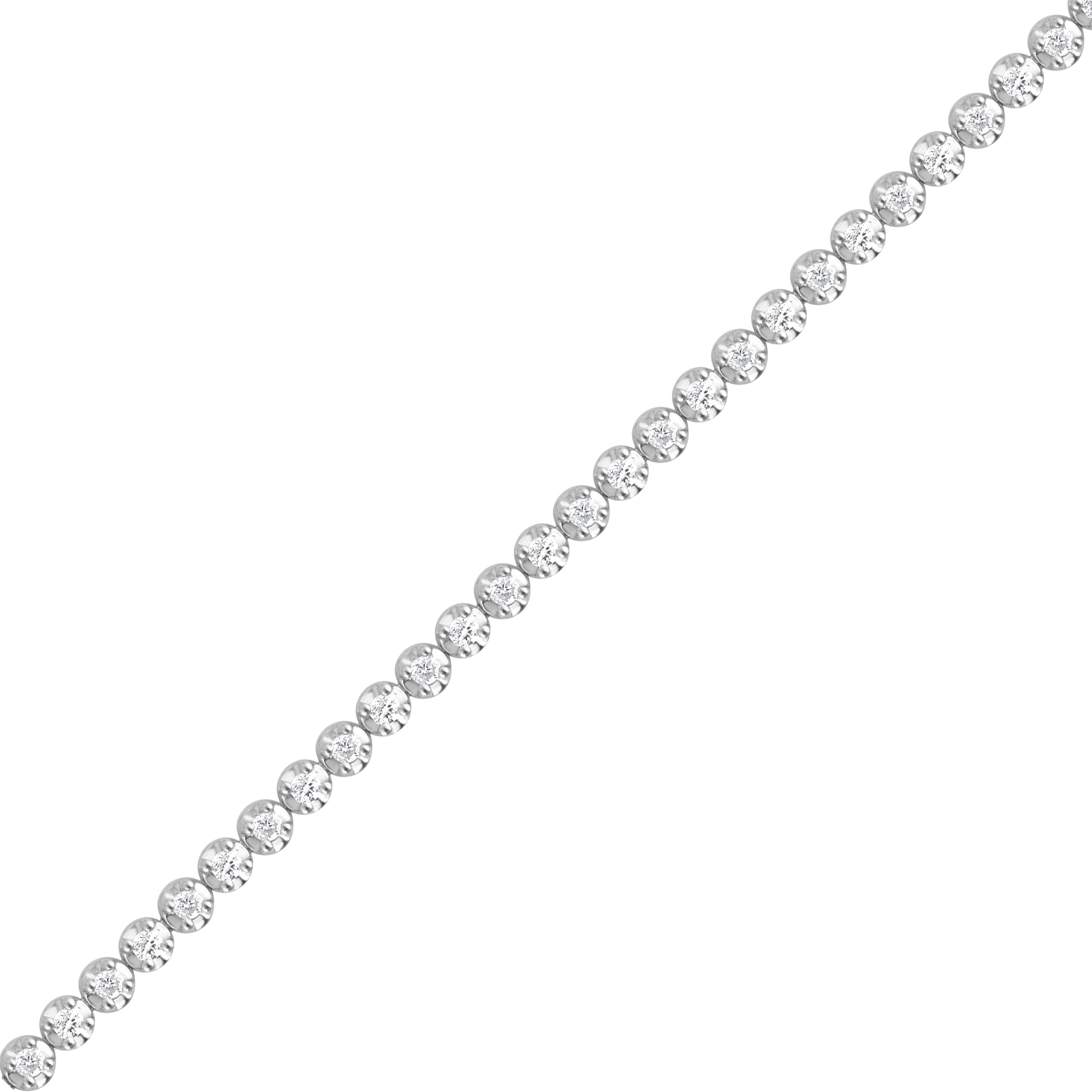 Unique Moments 1 Ct Round Lab Grown Diamond Bracelet in Silver for Women (J-SI-I1)