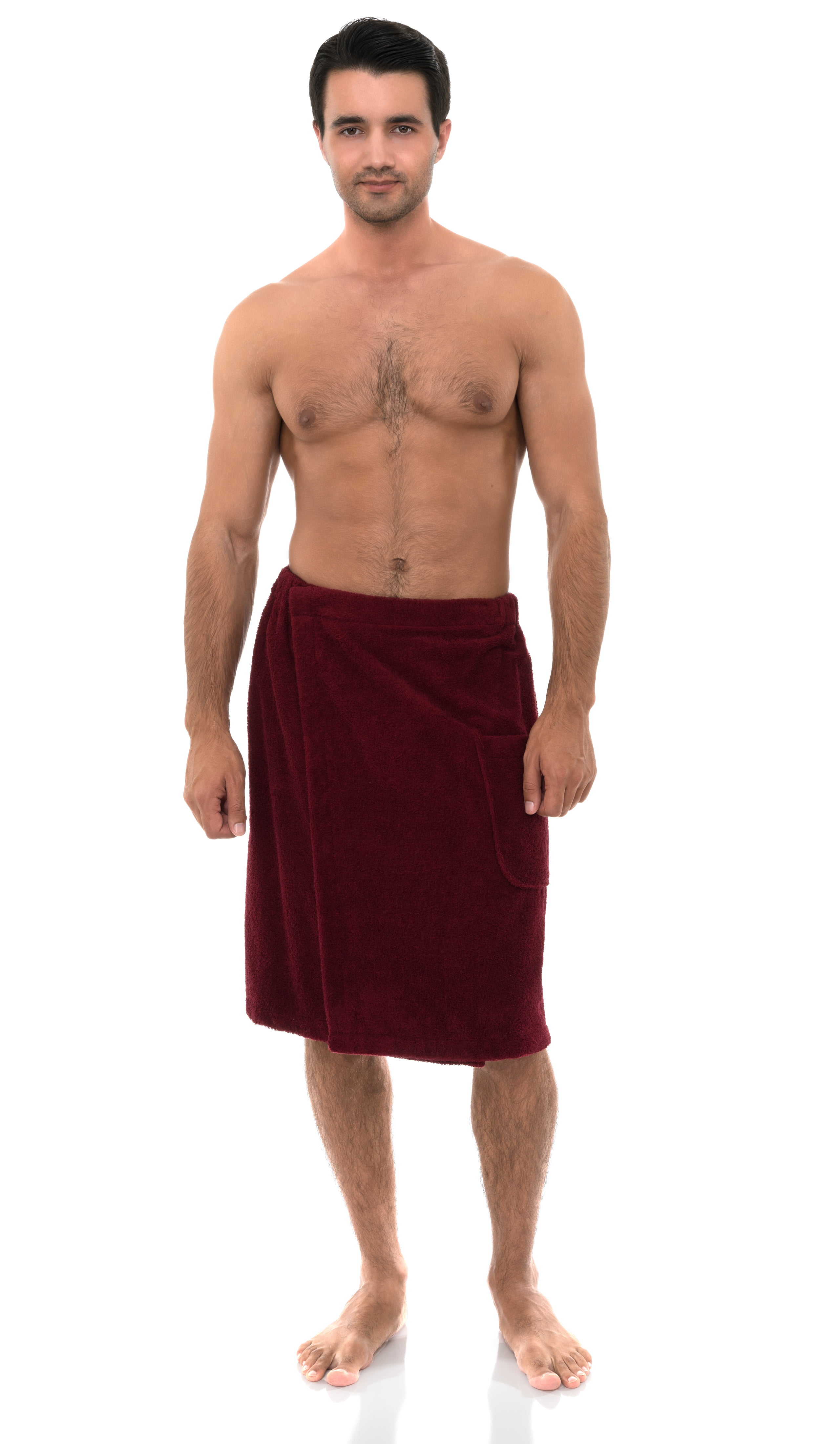 TowelSelections Men's Wrap Adjustable Cotton Terry Shower Bath Gym Cover Up with Snaps 