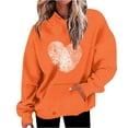 thumbnail image 1 of Penkiiy Sweat à Capuche Imprimé Col Rond pour Femmes, Manches Longues, TG Orange, 1 of 5