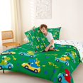 thumbnail image 4 of Metsweet Cute Dino Car King Size Comforter Sets 3pcs, Kawaii Animal Comforters King Size, Green Yellow Red,1 Comforter and 2 Pillowcases, 4 of 6