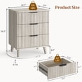 thumbnail image 6 of Aufeile Nightstand Set of 2 for Bedroom, Modern Fluted Nightstands with Charging Station, 3 Drawer Wood Bedside Table & End Tables for Bedroom, Living Room, White Oak, 6 of 7